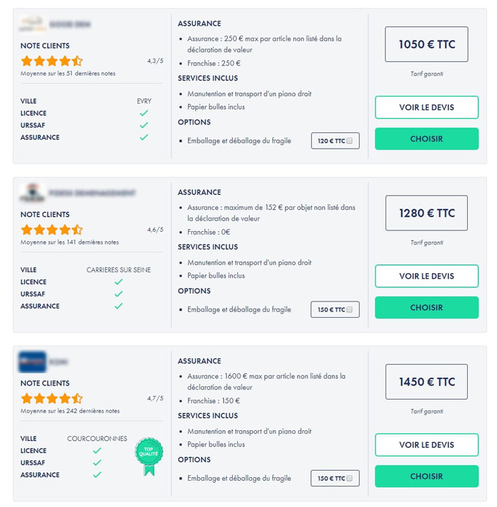 Comparateur de prix déménagement